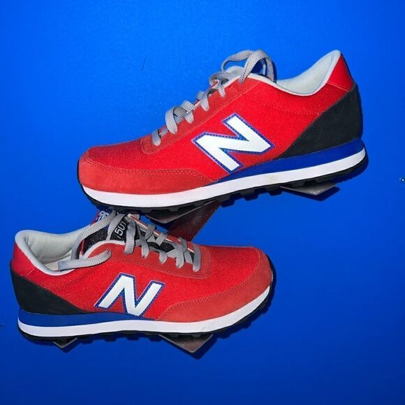 New Balance 501 RUNNING SHOE Mens ML501HXB Red Black Lace Up Low Top Size 8 - Picture 1 of 5